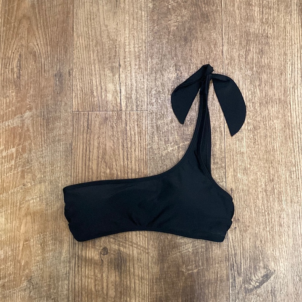 A&F black one shoulder swim top
